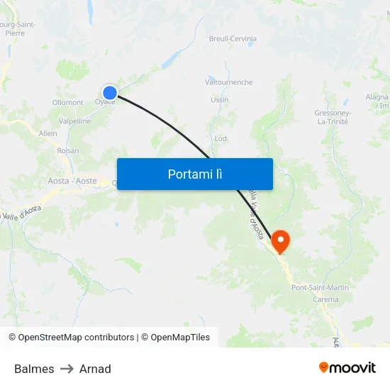 Balmes to Arnad map