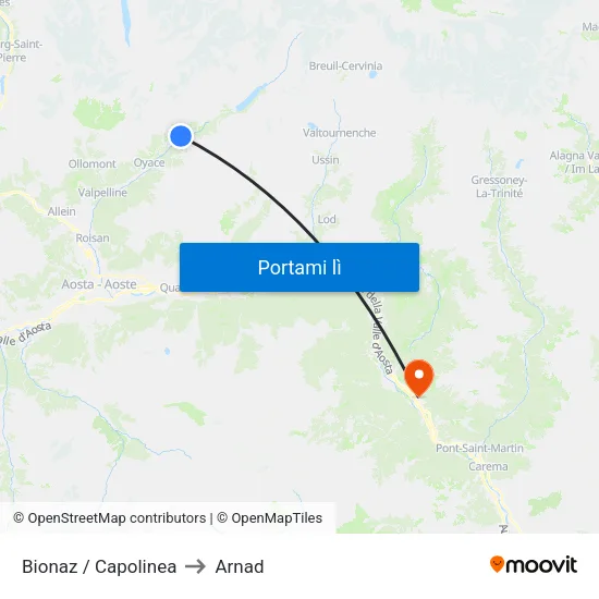 Bionaz / Capolinea to Arnad map