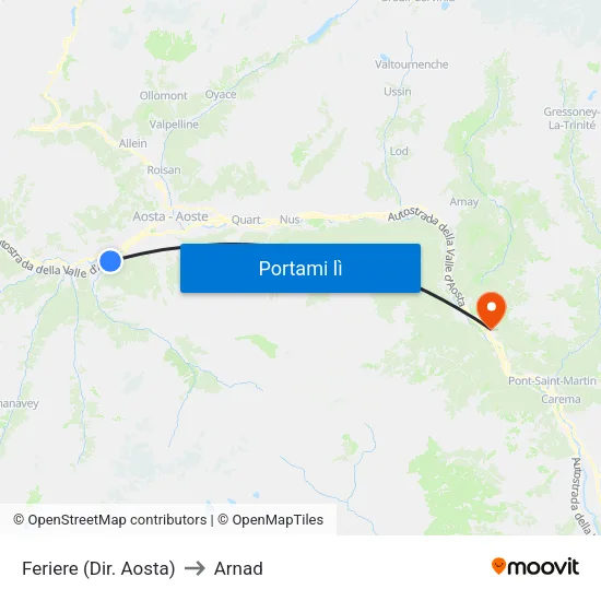 Feriere (Dir. Aosta) to Arnad map
