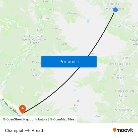 Ondre Tschossil to Arnad map