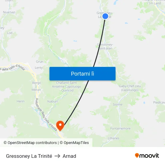 Edelboden to Arnad map