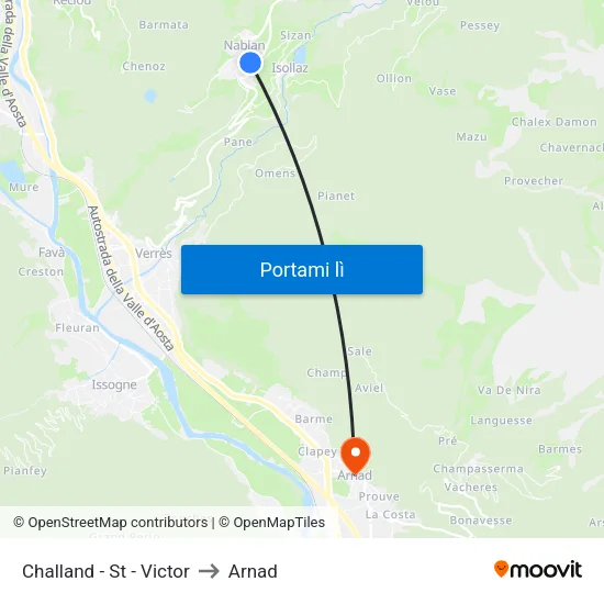 Challand - St - Victor to Arnad map