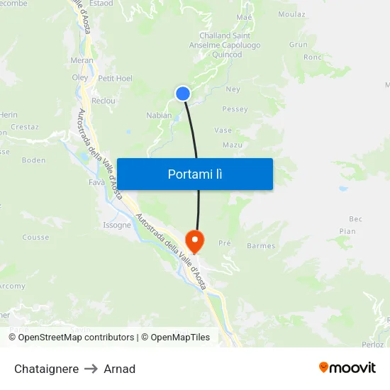 Chataignere to Arnad map