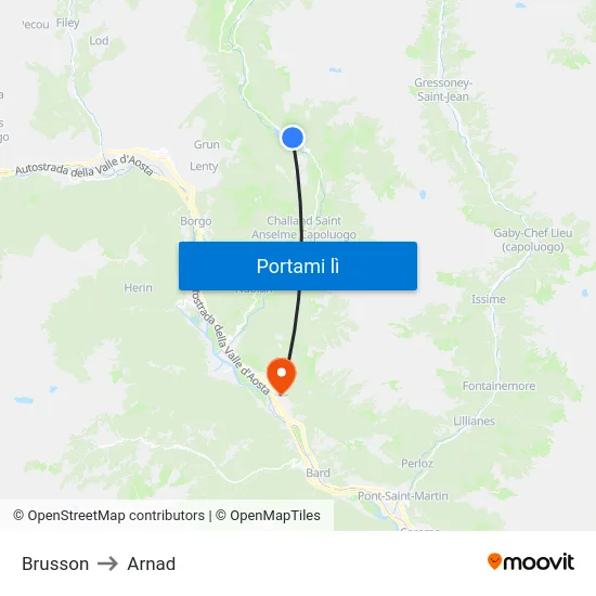 Brusson to Arnad map