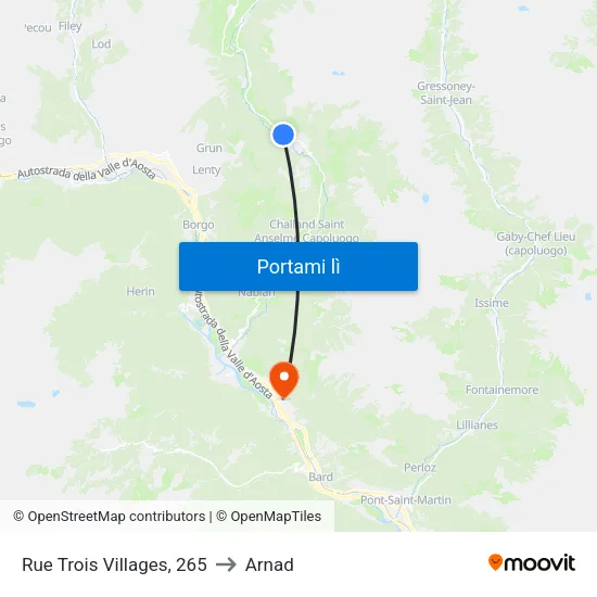 Brusson Lago to Arnad map