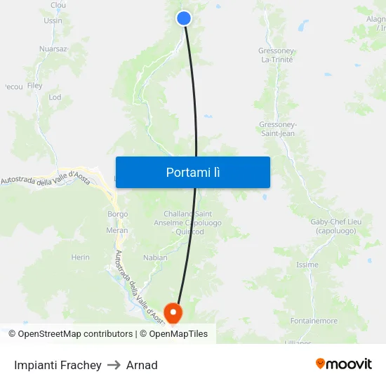 Impianti Frachey to Arnad map