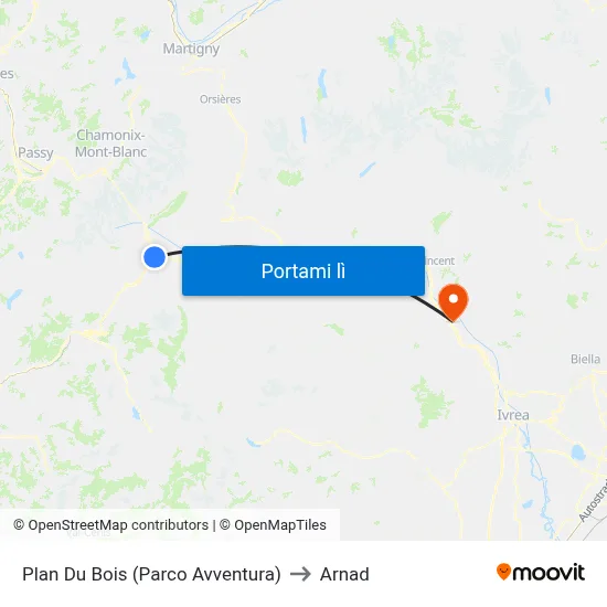 Plan Du Bois (Parco Avventura) to Arnad map