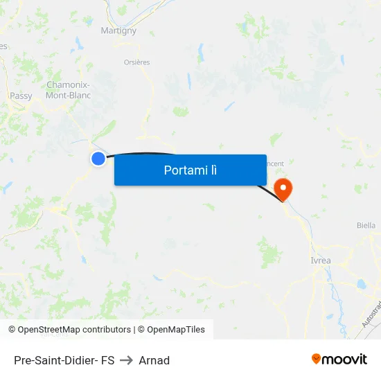 Pre-Saint-Didier- FS to Arnad map