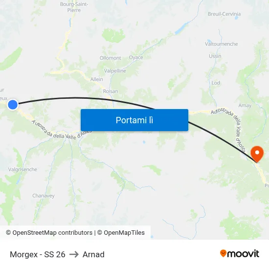 Morgex - SS 26 to Arnad map