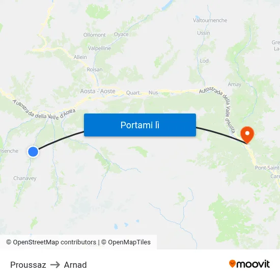 Proussaz to Arnad map