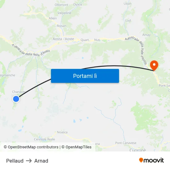 Pellaud to Arnad map