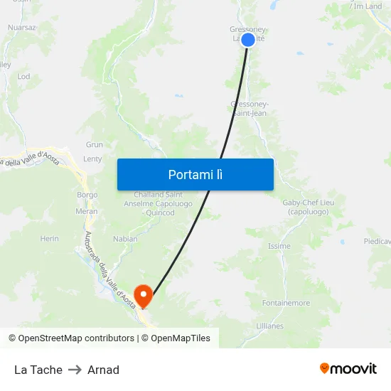 La Tache to Arnad map