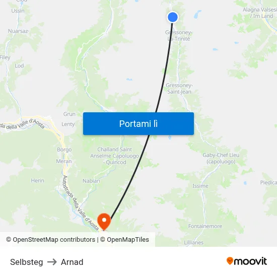 Selbsteg to Arnad map