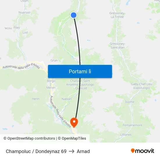 Champoluc / Dondeynaz 69 to Arnad map