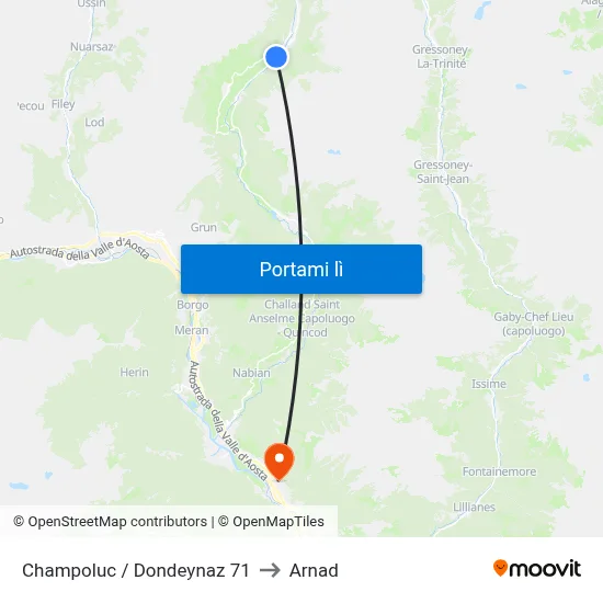 Champoluc / Dondeynaz 71 to Arnad map