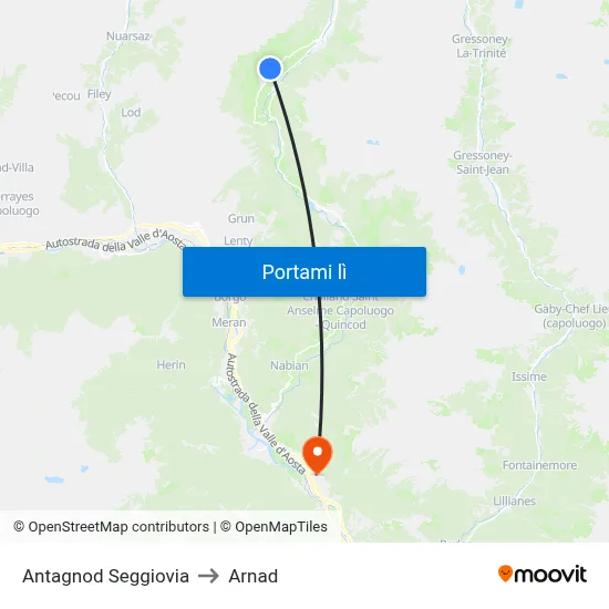 Antagnod Seggiovia to Arnad map