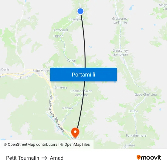 Petit Tournalin to Arnad map