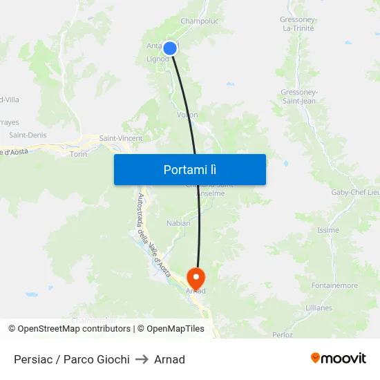 Persiac / Parco Giochi to Arnad map