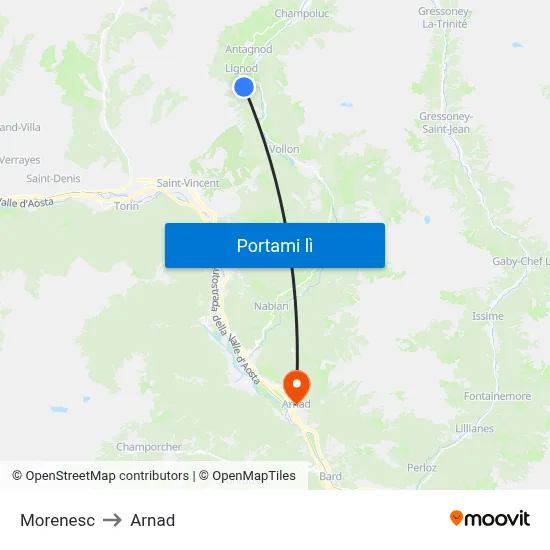 Morenesc to Arnad map