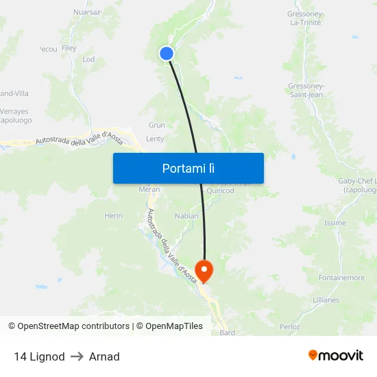 14 Lignod to Arnad map