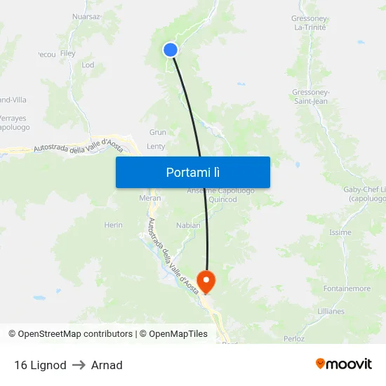 16 Lignod to Arnad map