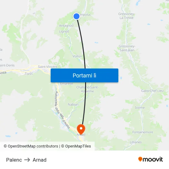Palenc to Arnad map
