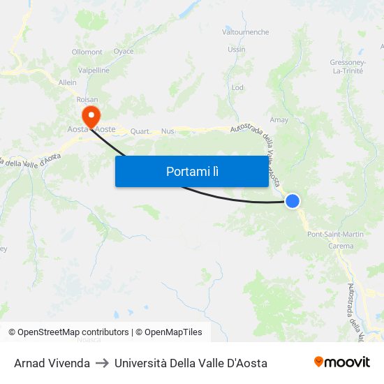Arnad Vivenda to Università Della Valle D'Aosta map