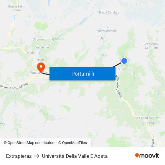 Extrapieraz to Università Della Valle D'Aosta map