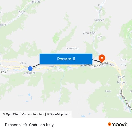 Passerin to Châtillon Italy map