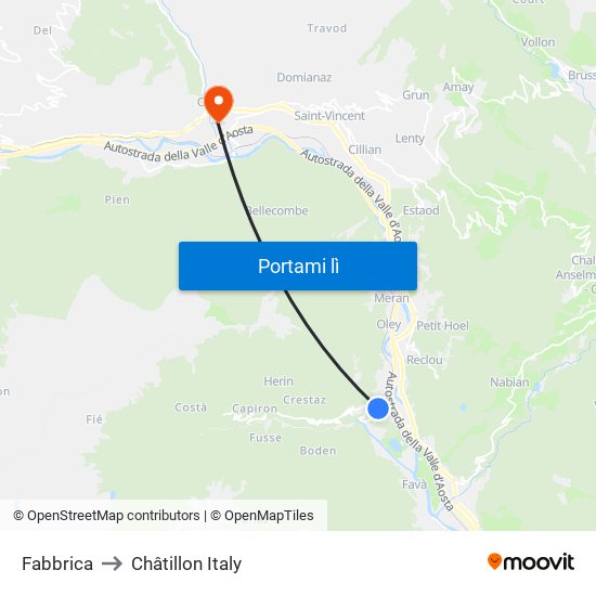 Fabbrica to Châtillon Italy map