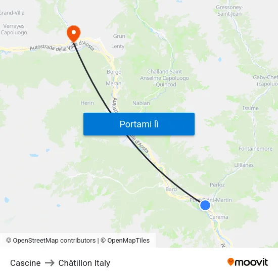 Cascine to Châtillon Italy map