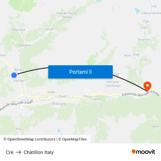 Crè to Châtillon Italy map