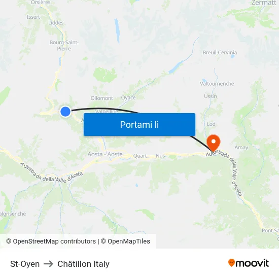 St-Oyen to Châtillon Italy map