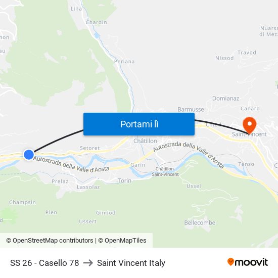 SS 26 - Casello 78 to Saint Vincent Italy map