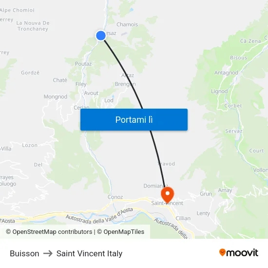 Buisson to Saint Vincent Italy map