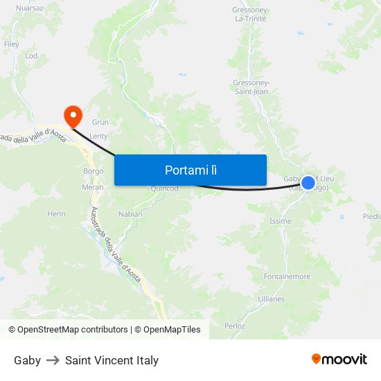 Gaby to Saint Vincent Italy map