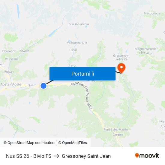 Nus SS 26 - Bivio FS to Gressoney Saint Jean map