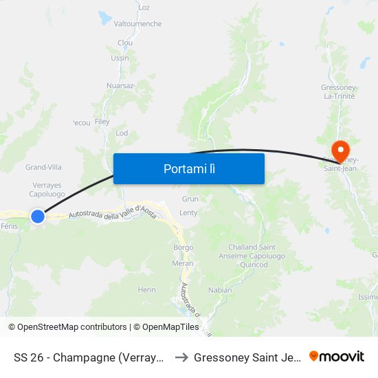 SS 26 - Champagne (Verrayes) to Gressoney Saint Jean map