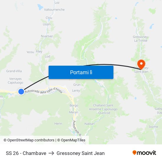 SS 26 - Chambave to Gressoney Saint Jean map