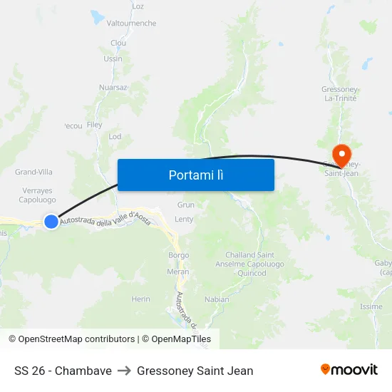 SS 26 - Chambave to Gressoney Saint Jean map