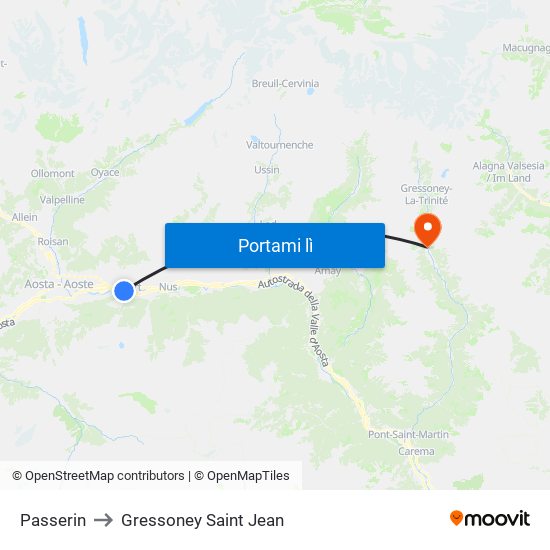 Passerin to Gressoney Saint Jean map