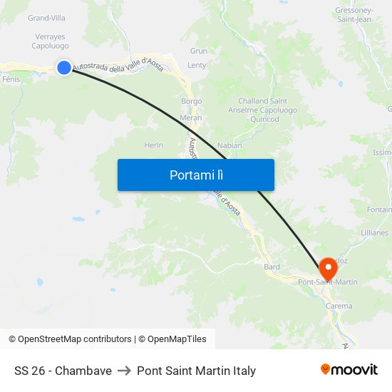 SS 26 - Chambave to Pont Saint Martin Italy map