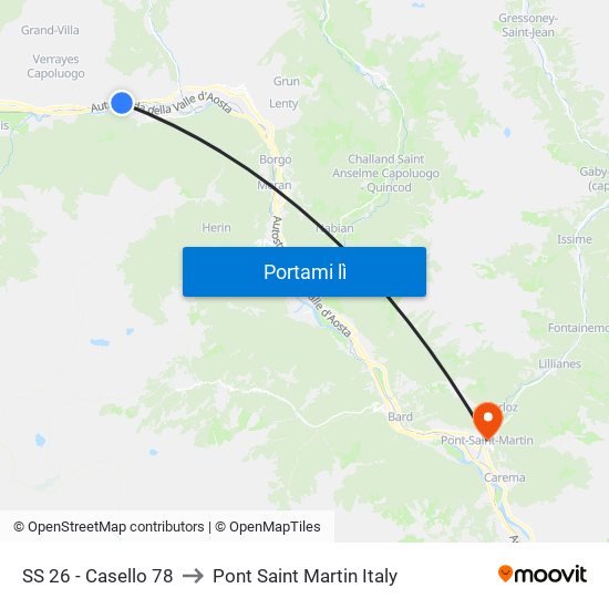 SS 26 - Casello 78 to Pont Saint Martin Italy map