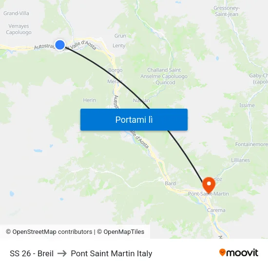 SS 26 - Breil to Pont Saint Martin Italy map