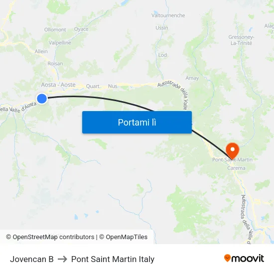 Jovencan B to Pont Saint Martin Italy map