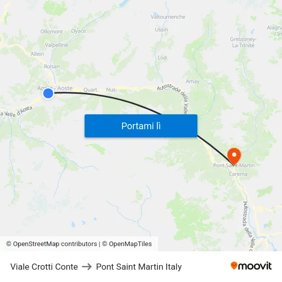 Viale Crotti Conte to Pont Saint Martin Italy map