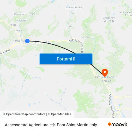 Assessorato Agricoltura to Pont Saint Martin Italy map