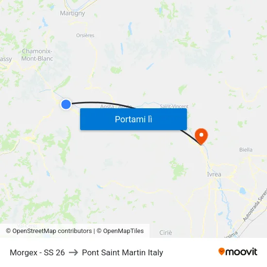 Morgex - SS 26 to Pont Saint Martin Italy map