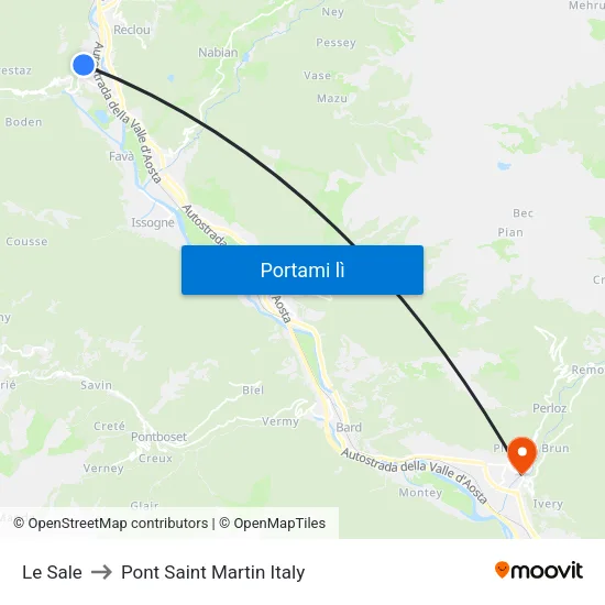 Le Sale to Pont Saint Martin Italy map