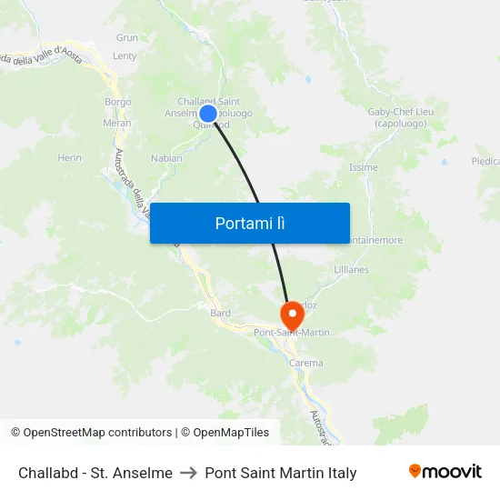 Challabd - St. Anselme to Pont Saint Martin Italy map